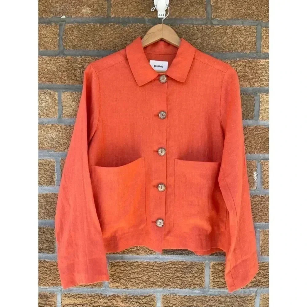 Soludos linen jacket shirt size medium